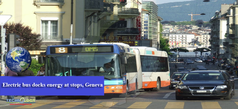 An electric bus docks energy at stops, Geneva