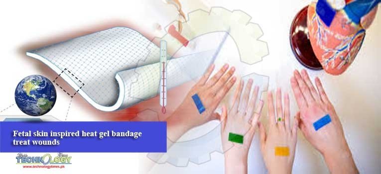 Fetal skin inspired heat gel bandage treat wounds