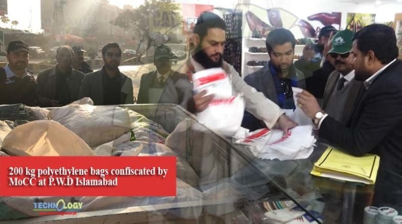 200 kg polyethylene bags confiscated by MoCC at P.W.D Islamabad