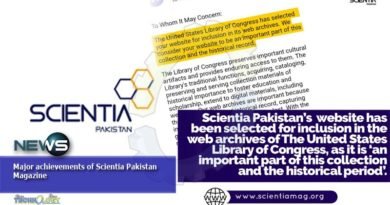 Major achievements of Scientia Pakistan Magazine