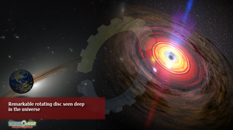 Remarkable rotating disc seen deep in the universe