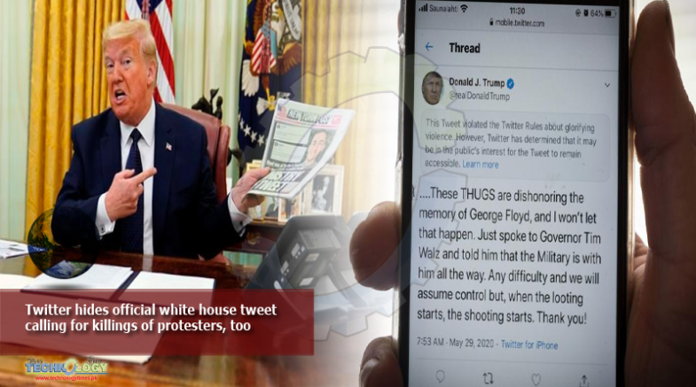 Twitter hides official white house tweet calling for killings of protesters, too