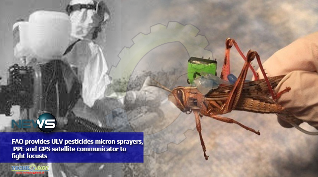 FAO provides ULV pesticides micron sprayers, PPE and GPS satellite communicator to fight locusts