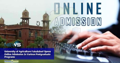 University of Agriculture Faisalabad Opens Online Admission In Various Postgraduate Programs