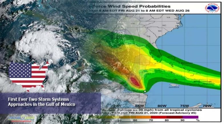 First ever two storm systems approaches in the Gulf of Mexico