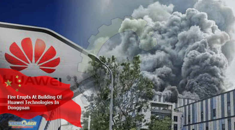Fire Erupts At Building Of Huawei Technologies In Dongguan