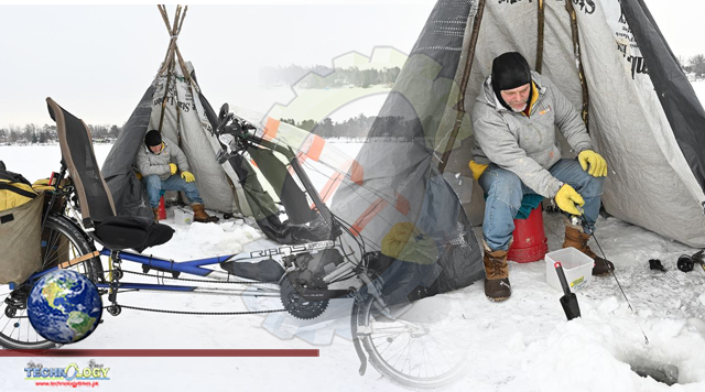 Minnesota ice angler uses unique low-tech approach, including his bike